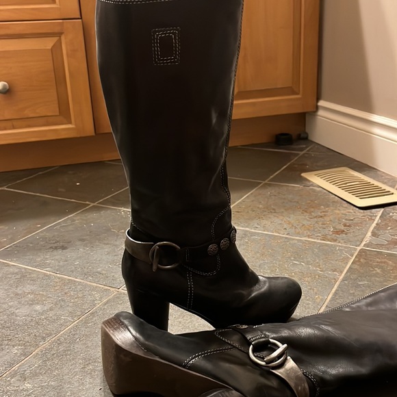 BOGO FREE ALL ITEMS! Biviel sexy stacked heel leather boots stitching pewter 39 - Picture 3 of 9